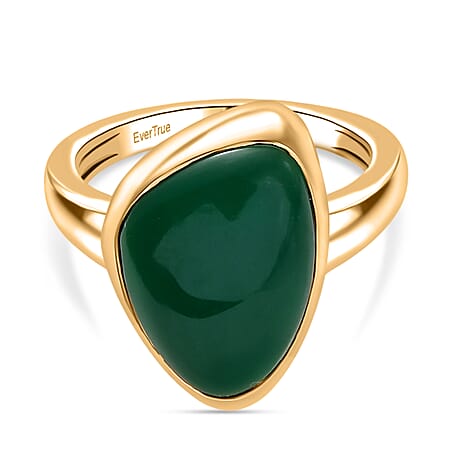 EverTrue Green Onyx Solitaire Ring in Yellow Gold Tone 6.94 Ct.