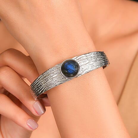 EverTrue Labradorite Cuff Bangle (Size - 7.5) 11.66 Ct.