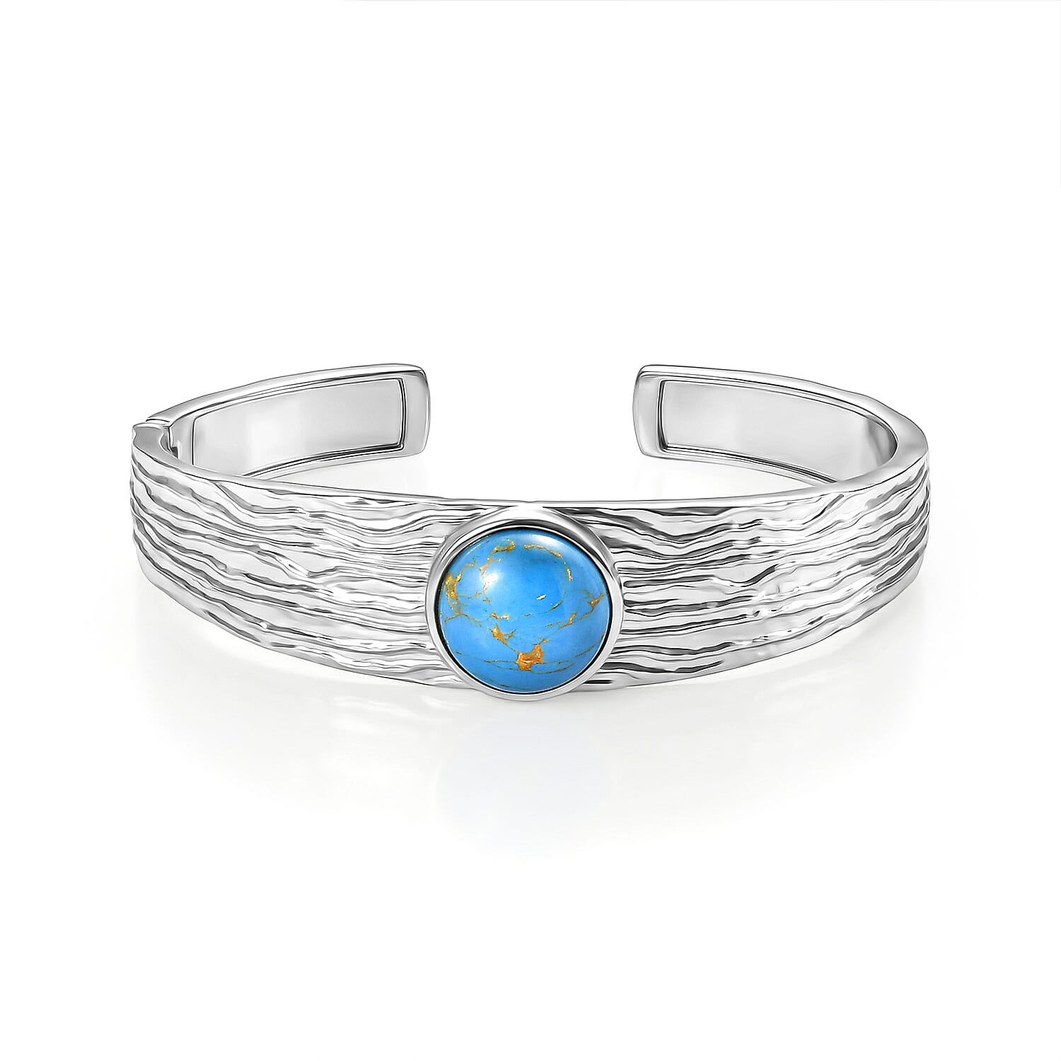 EverTrue Blue Turquoise Cuff Bangle (Size - 7.5) 9.58 Ct.