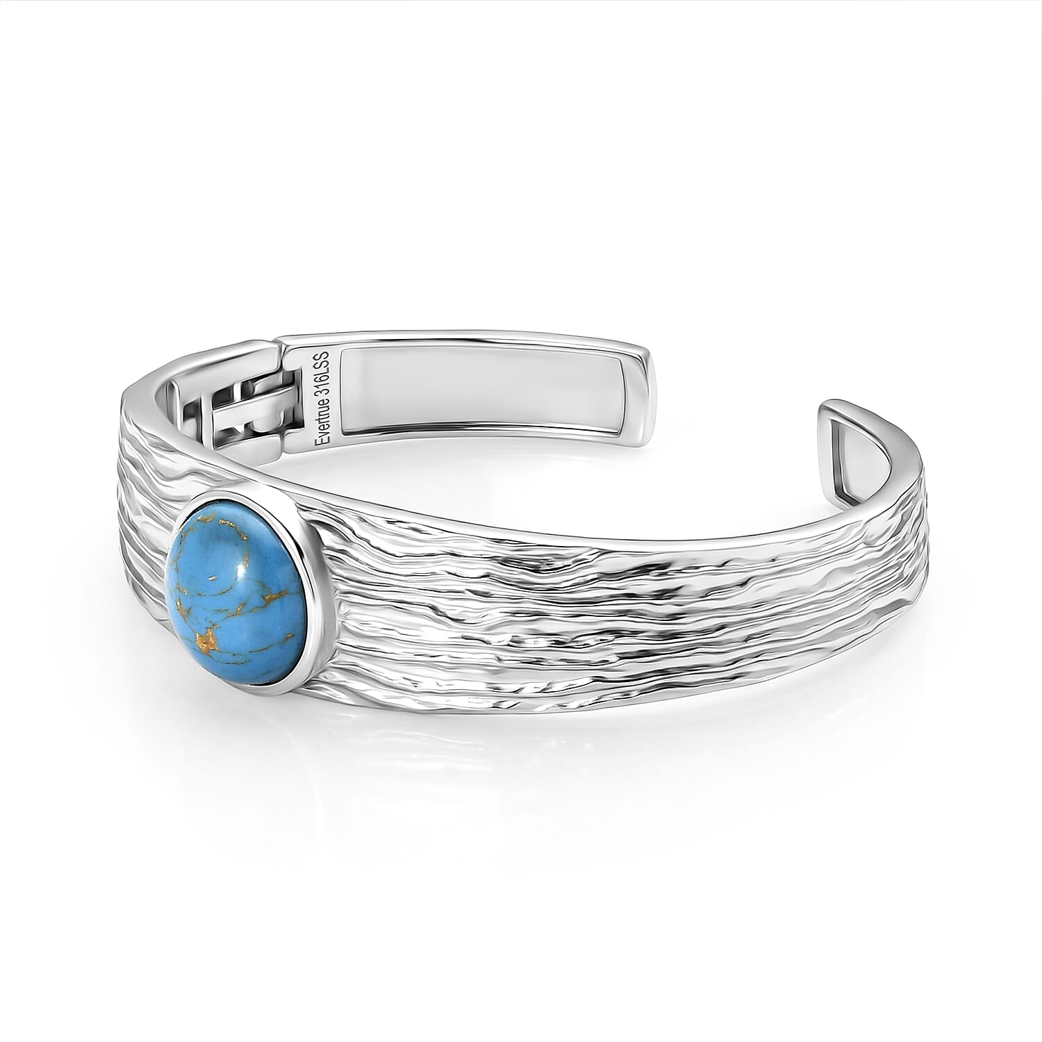 EverTrue Blue Turquoise Cuff Bangle (Size - 7.5) 9.58 Ct.