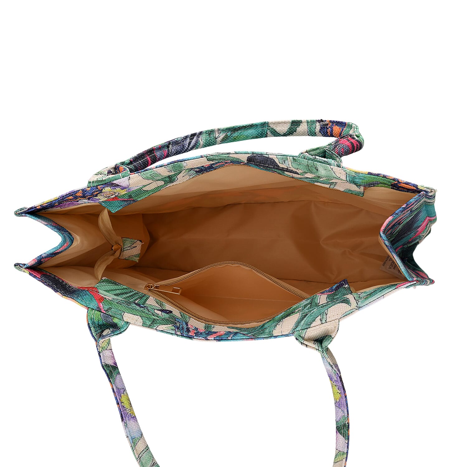 Set of 2 - Butterfly & Tropical Palm Print RFID Blocking Tote Bag & Cellphone Purse - Green & Multi