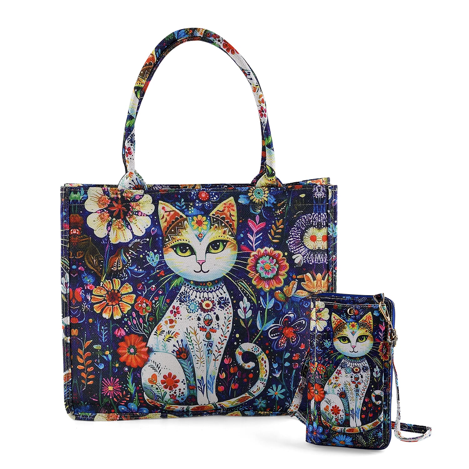Patterned Tote Bag (Size 15x4x13 cm) - Blue
