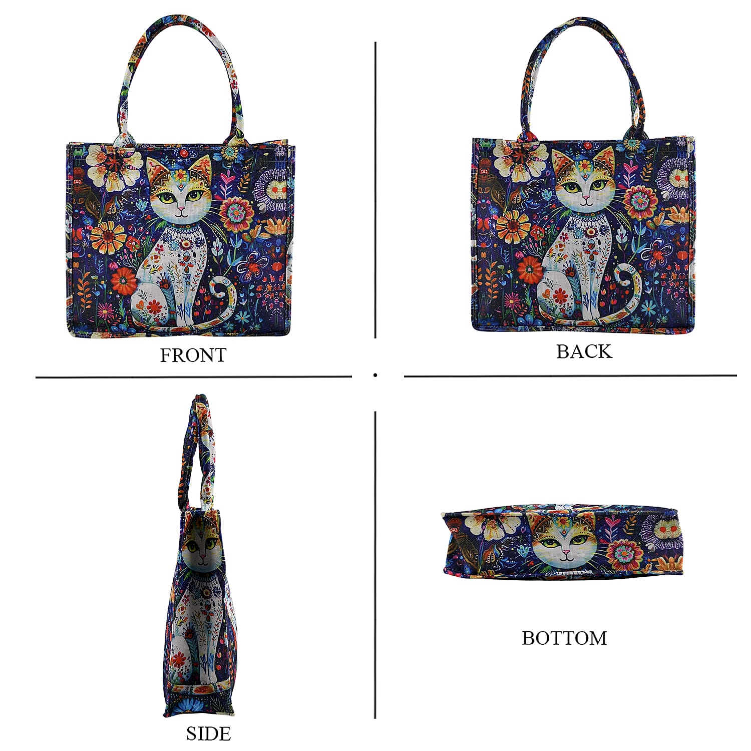Patterned Tote Bag (Size 15x4x13 cm) - Blue