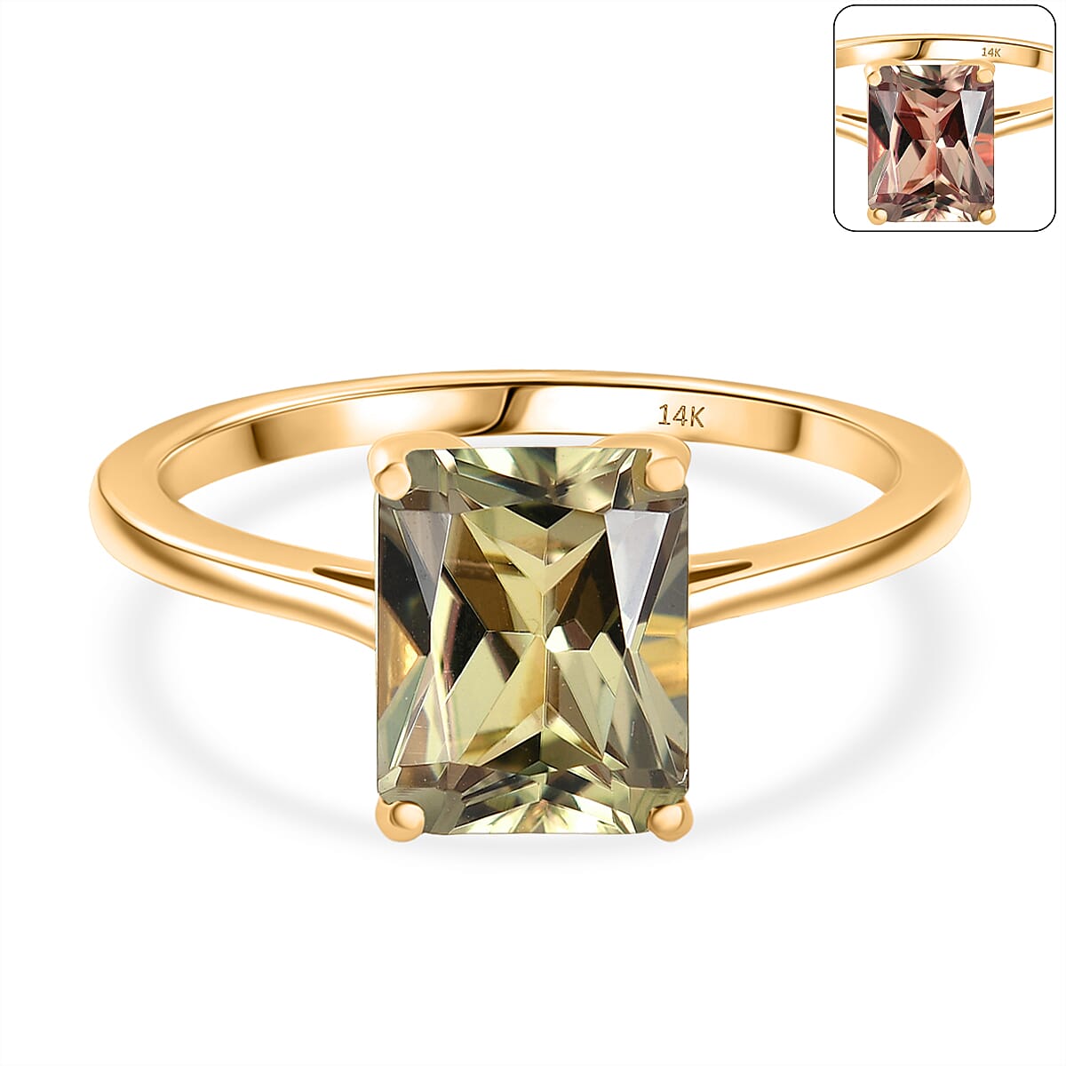 14K Yellow Gold AAAA Turkizite Solitaire Ring 3.09 Cts