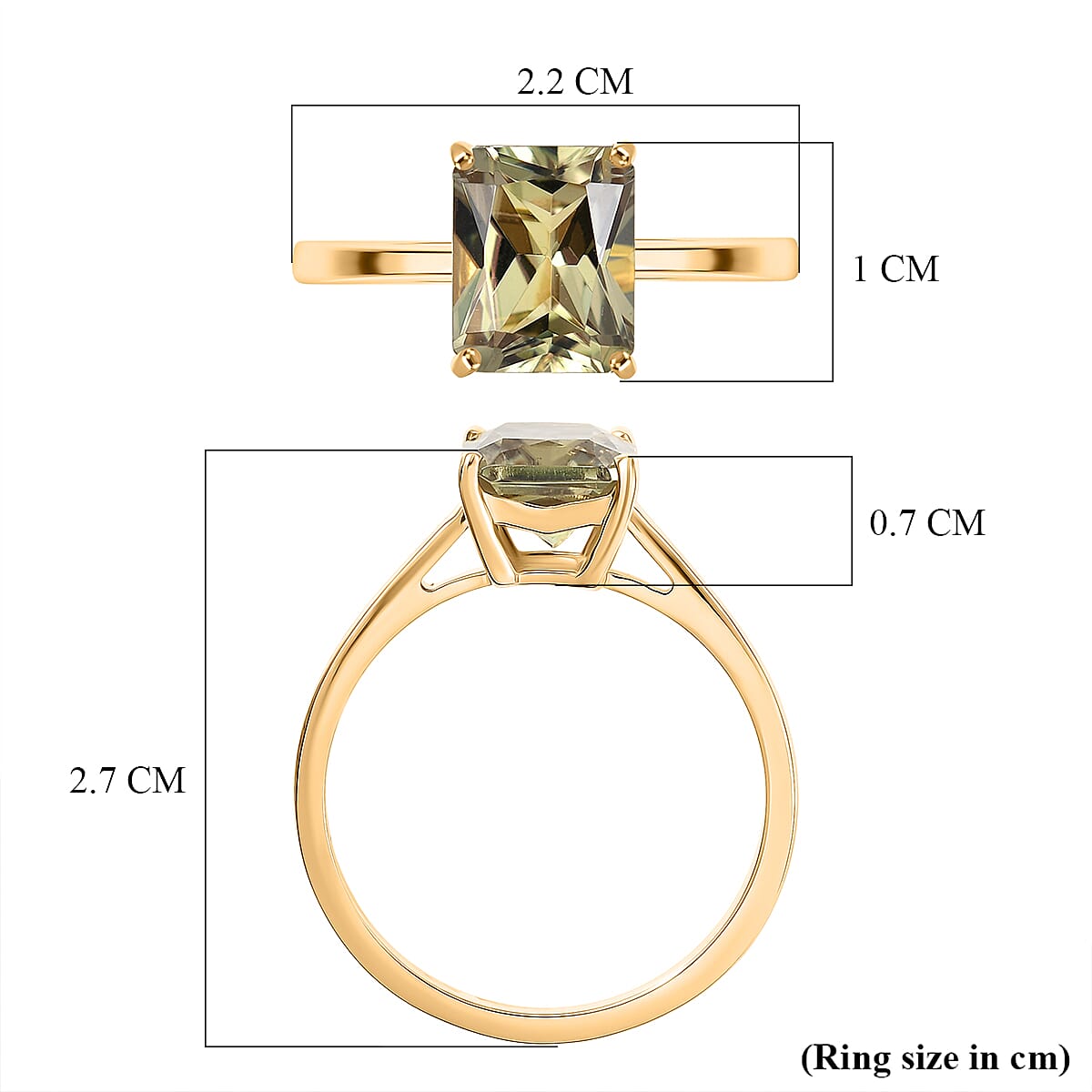 14K Yellow Gold AAAA Turkizite Solitaire Ring 3.09 Cts