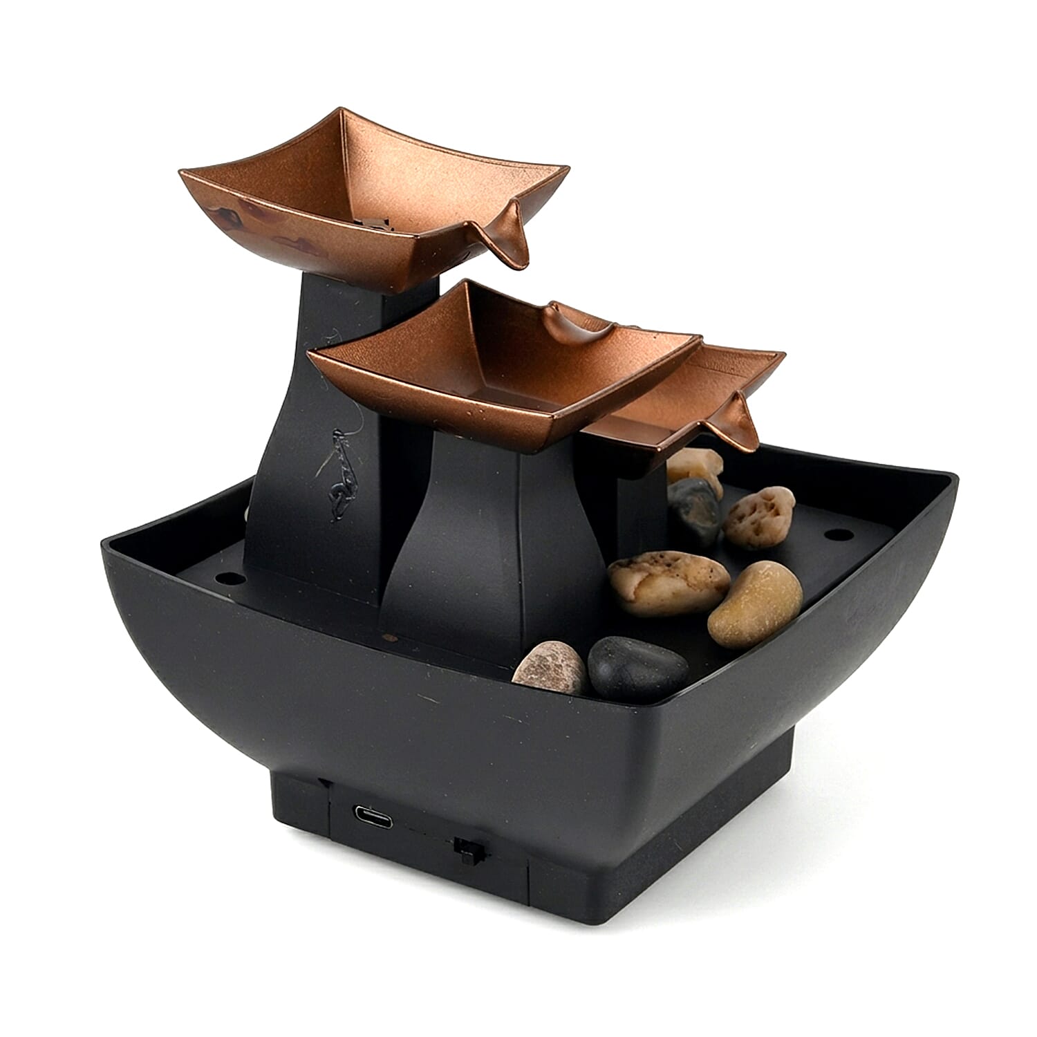 Tiered Bowls Gentle Cascade Step Down Water Flow Fountain Tabletop Ornament (Size 12x13x12 cm)