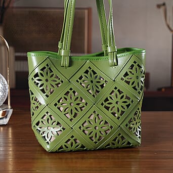https://tjcuk.sirv.com/Products/84/7/8479812/Leather-Patterned-Tote-Bag-Size-21x11x21-cm-Green_8479812_1.jpg?w=342&h=342