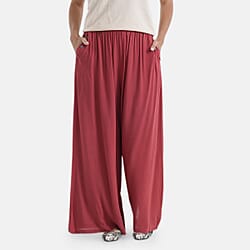 - Maisi Flared Wide-Leg Trousers with Elasticated Waist (One Size) - Red
