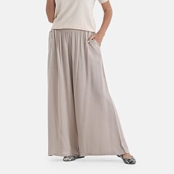 - Maisi Flared Wide-Leg Trousers with Elasticated Waist (One Size) - Red