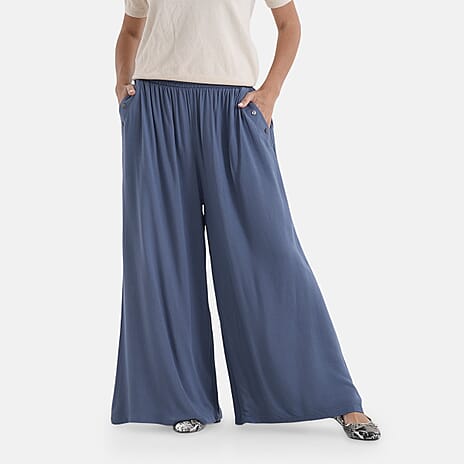 & Maisi Rayon Wide Leg Trousers (One Size) - Light Blue