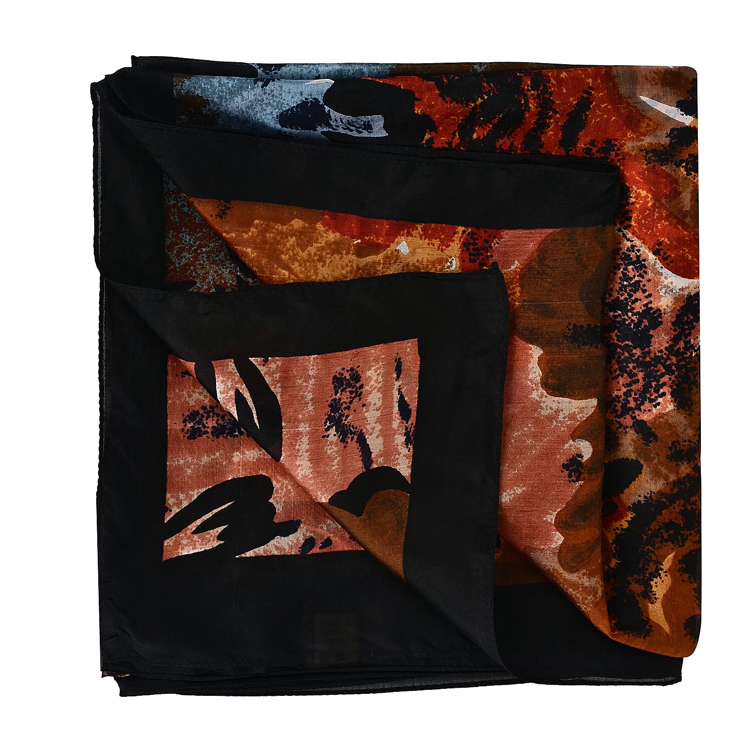 Valissiere 100% Mulberry Silk Digital Print Scarf (One Size) - Brown