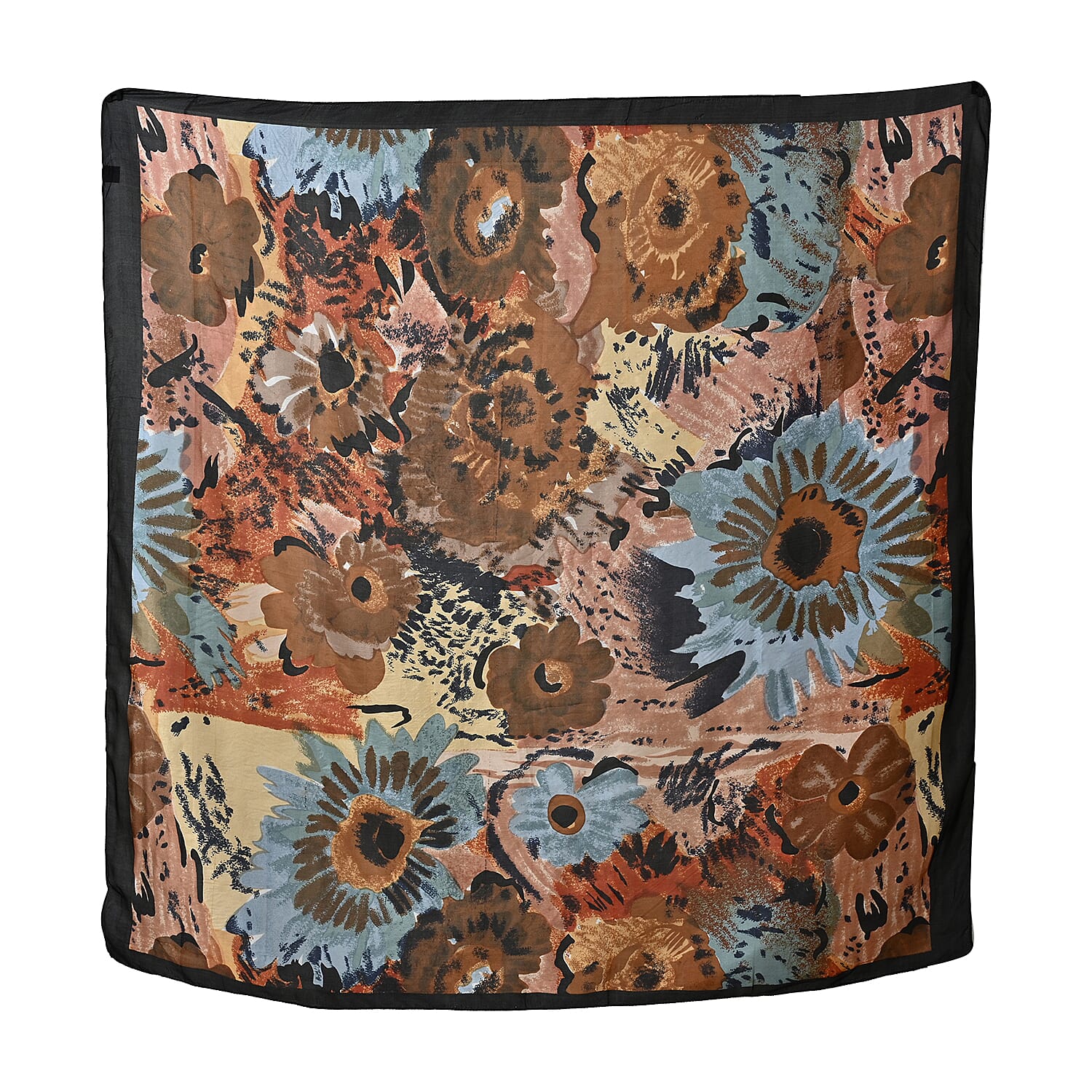 Valissiere 100% Mulberry Silk Digital Print Scarf (One Size) - Brown
