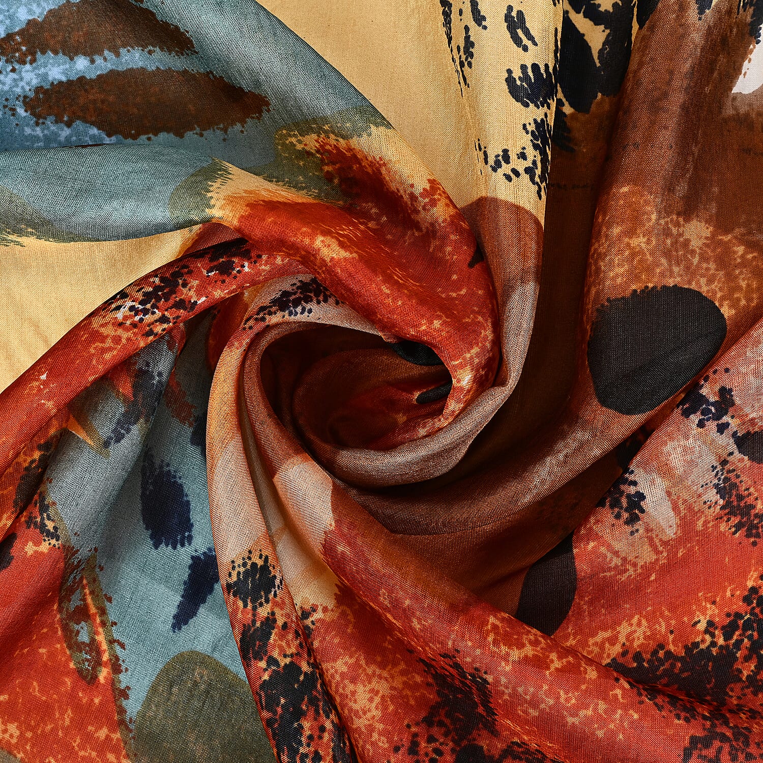 Valissiere 100% Mulberry Silk Digital Print Scarf (One Size) - Brown