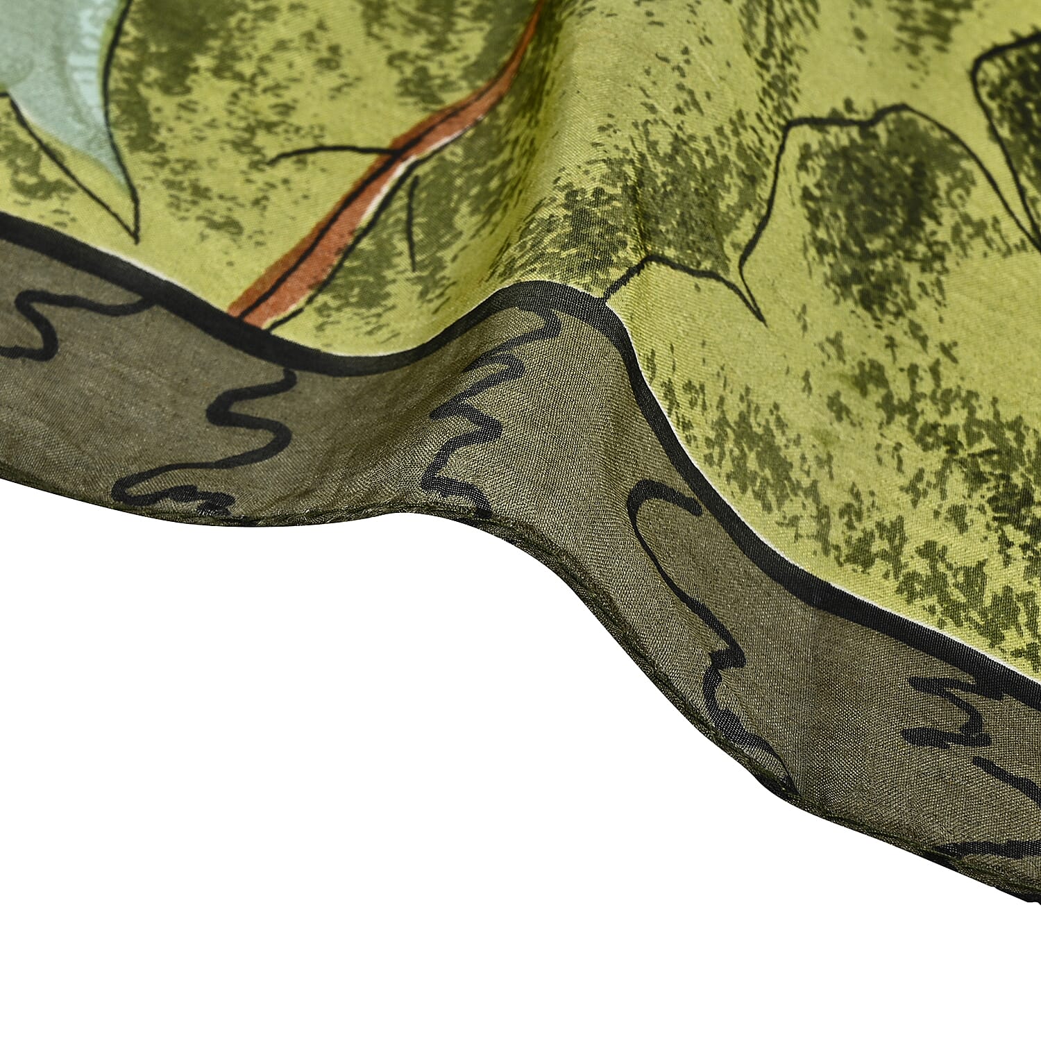 Valissiere 100% Mulberry Silk Digital Print Scarf (One Size) - Green