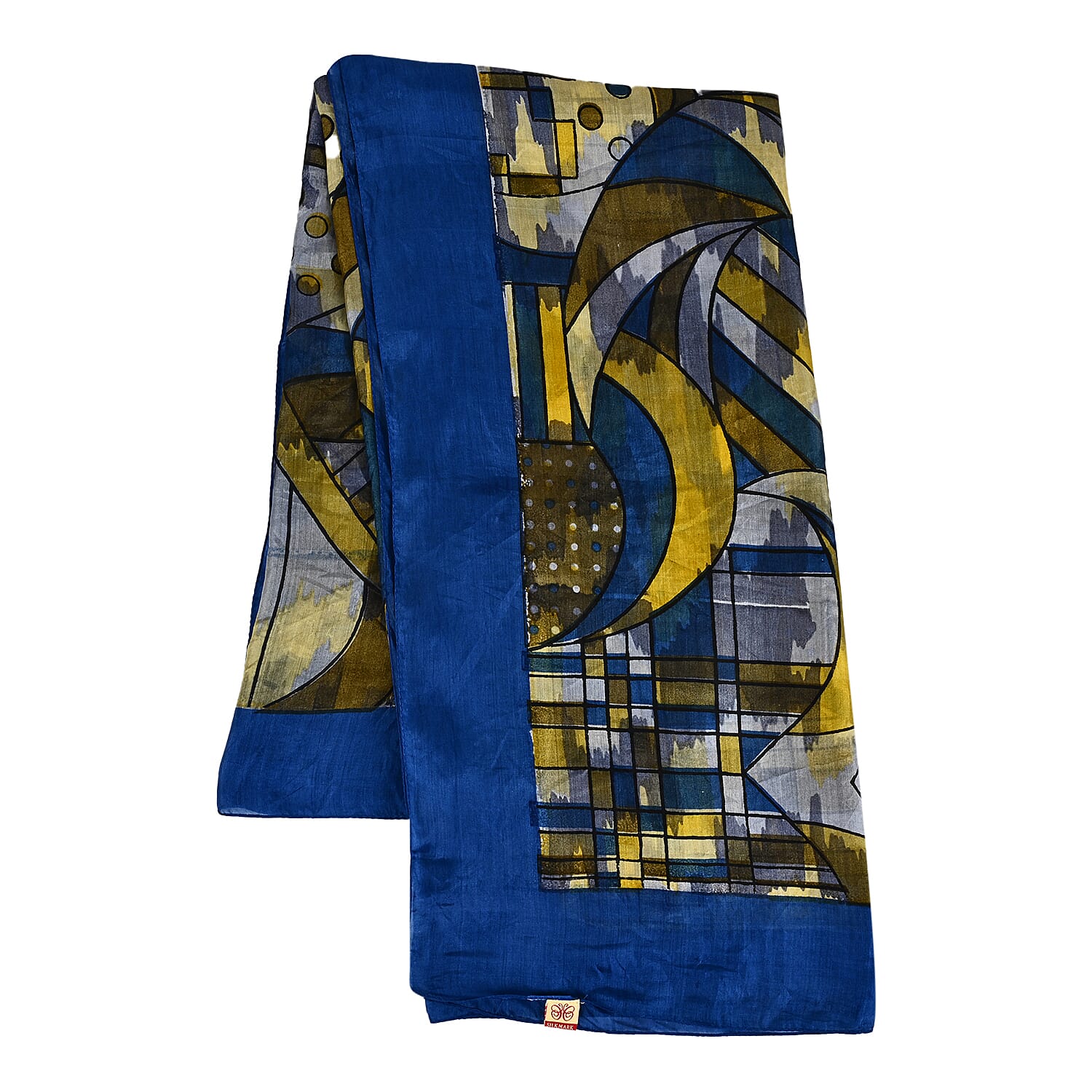 Valissiere 100% Mulberry Silk Digital Print Scarf (One Size) - Blue