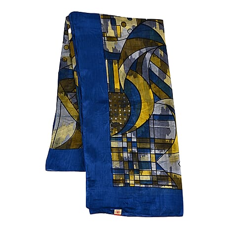Valissiere 100% Mulberry Silk Digital Print Scarf (One Size) - Blue