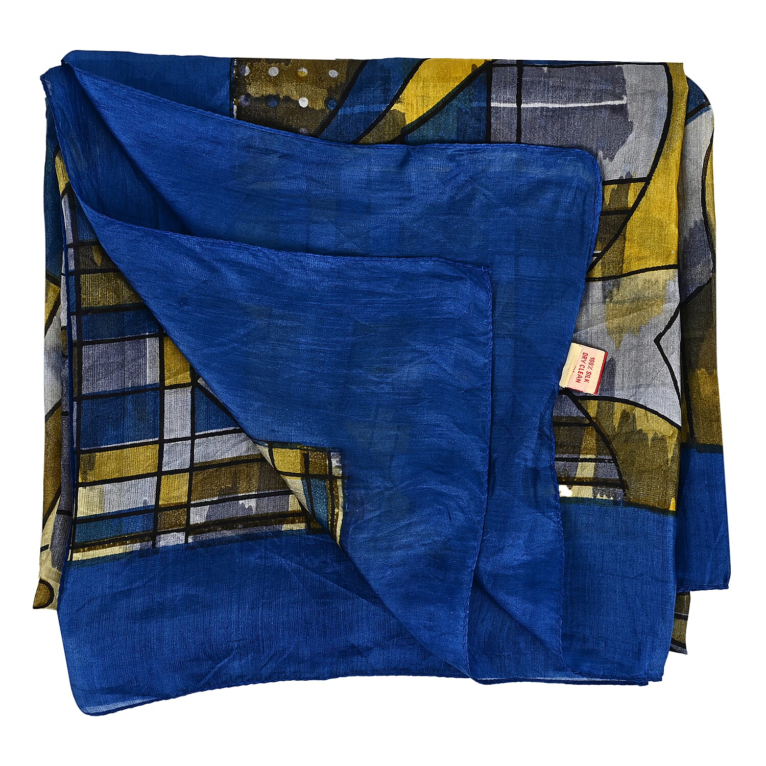 Valissiere 100% Mulberry Silk Digital Print Scarf (One Size) - Blue