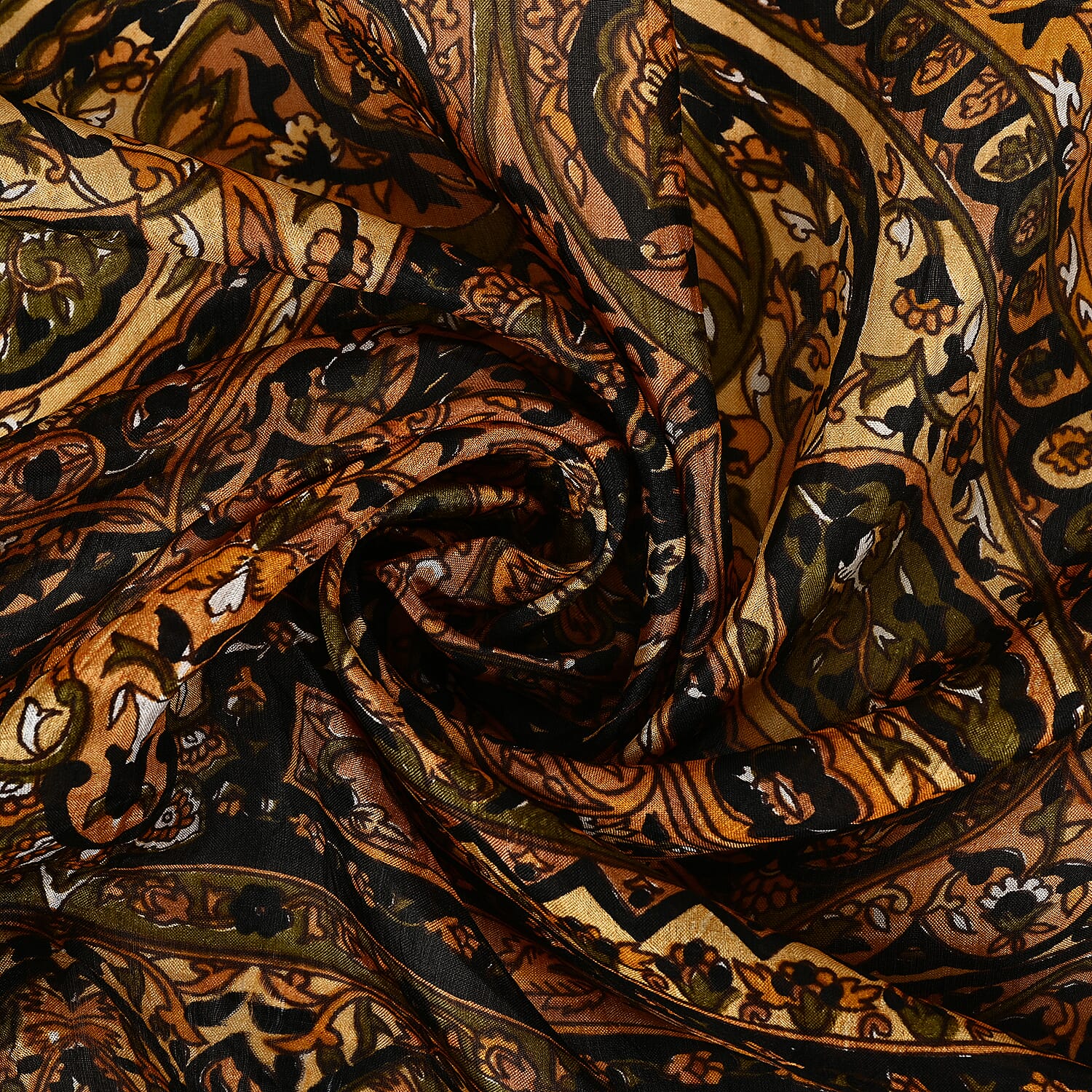 Valissiere 100% Mulberry Silk Digital Print Scarf (One Size) - Black