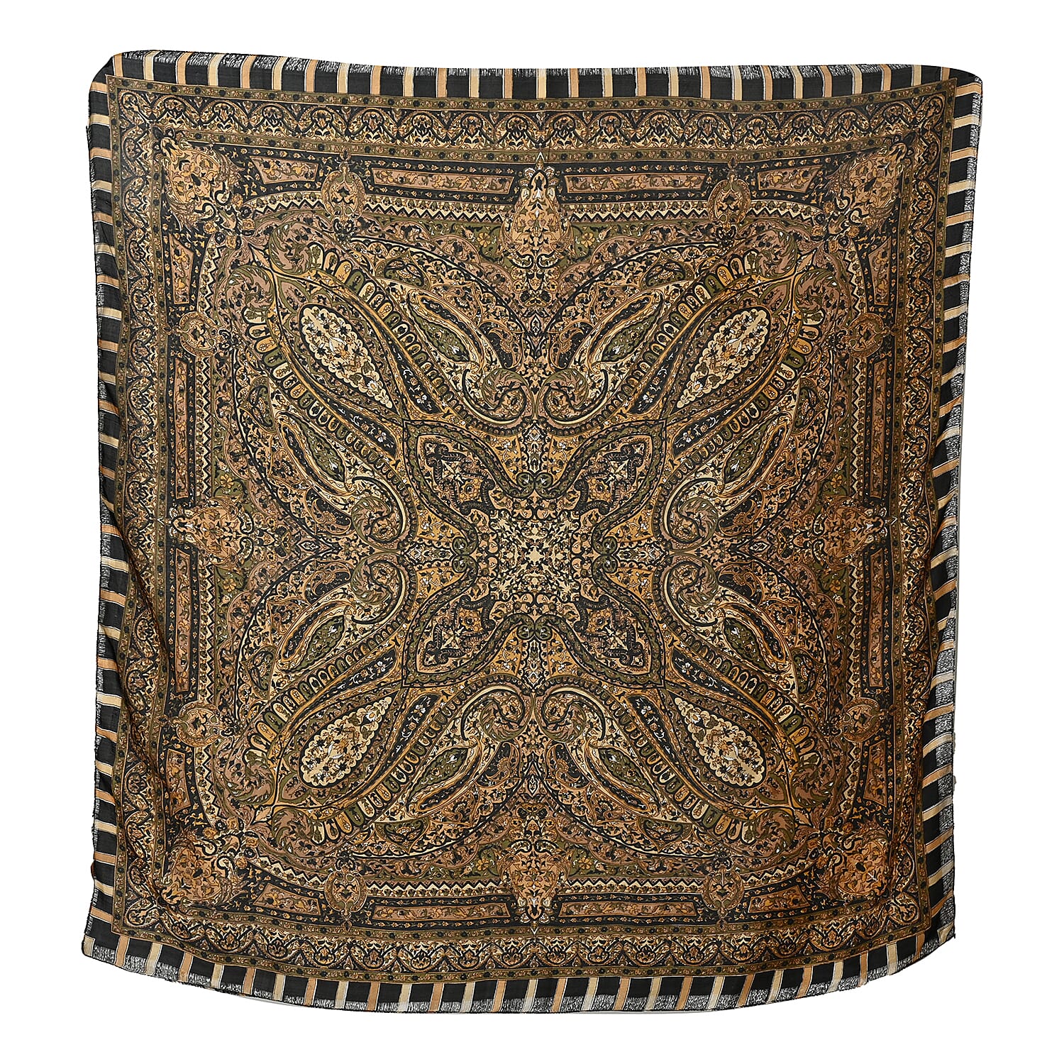 Valissiere 100% Mulberry Silk Digital Print Scarf (One Size) - Black