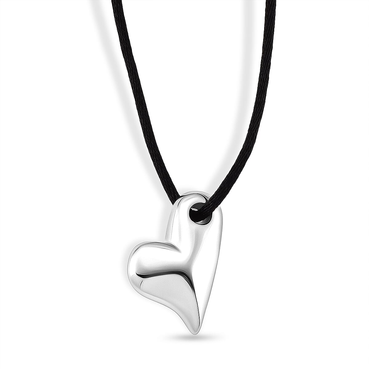 Heart Motif Adjustable Necklace (Size 28-32) in Silver Tone