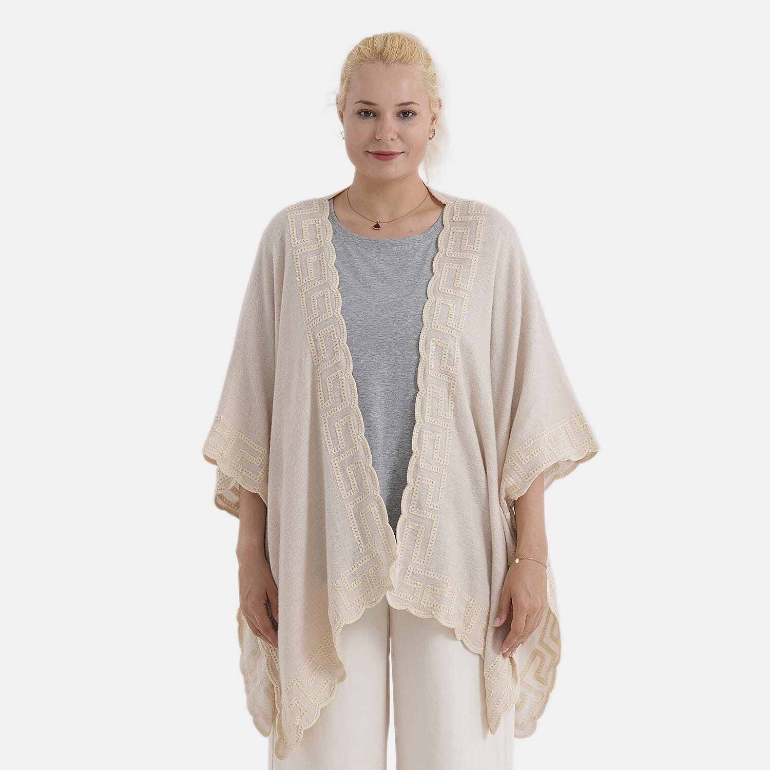 & Maisi Embroidery Kimono (Size - One Size) - Beige
