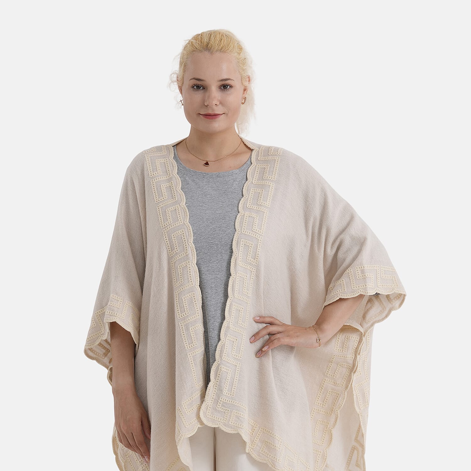 & Maisi Embroidery Kimono (Size - One Size) - Beige