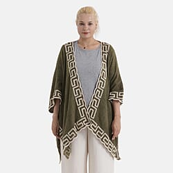 - Maisi Embroidered Short Kimono (One Size) - Army Green