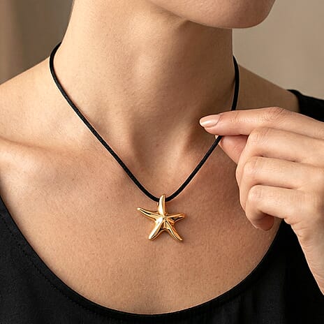 Starfish Motif Adjustable Necklace (Size Upto32) With Silk Cord