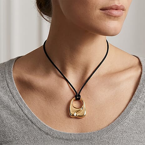 Abstract Form Adjustable Necklace (Size 28-32) in Yellow Gold Tone