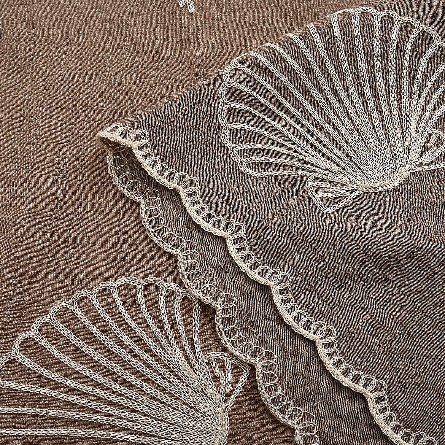 La Marey Cotton Embroidery Scarf (Size - One Size) - Brown