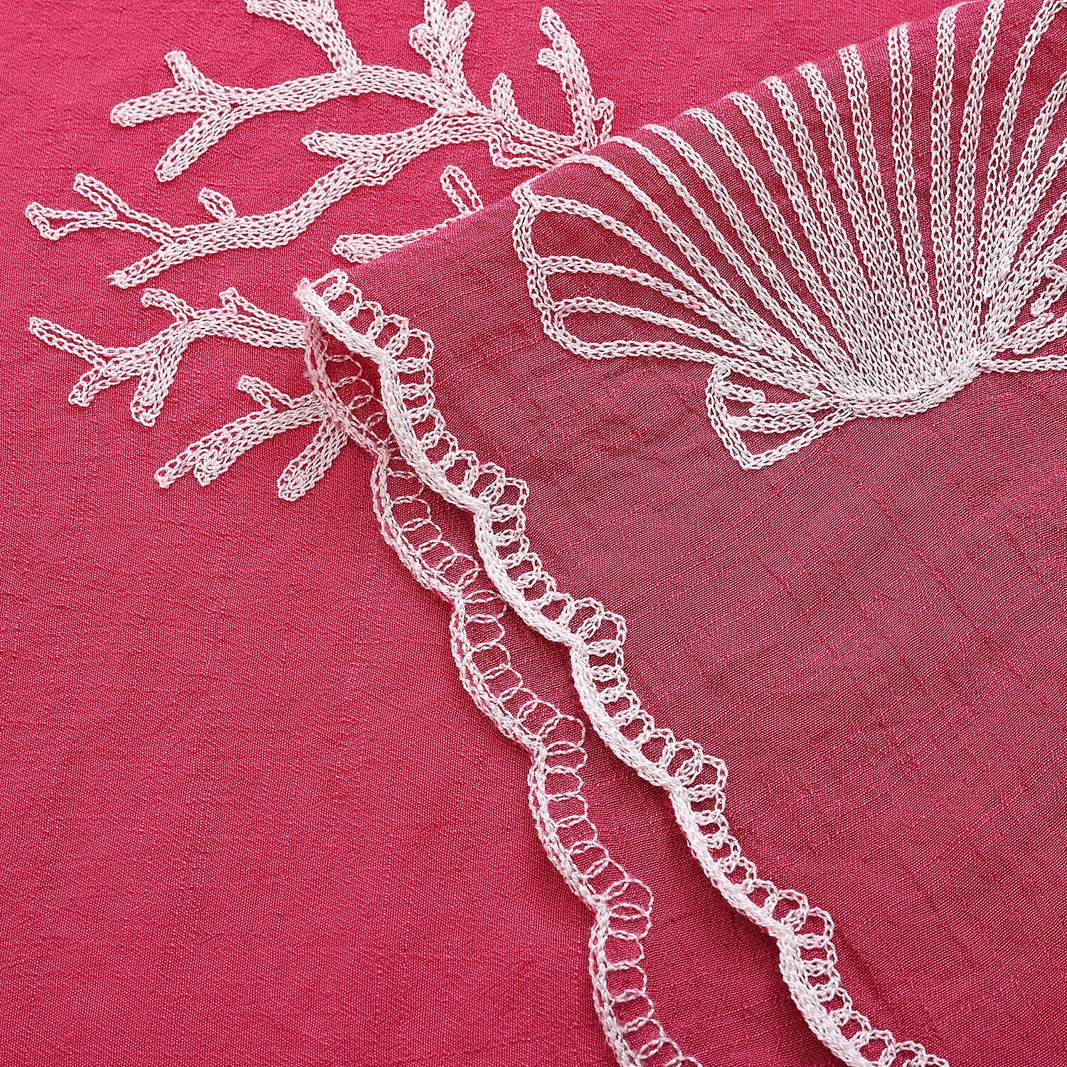 La Marey Cotton Embroidery Scarf (Size - One Size) - Pink