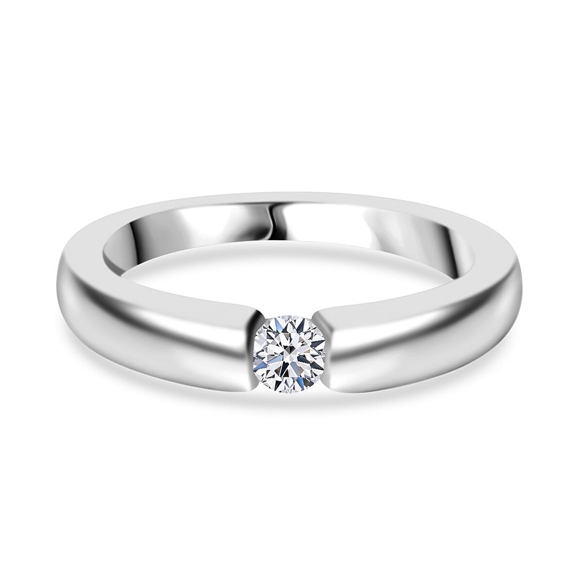 Luxuriant VS-EF Lab Grown Diamond Ring in Rhodium Overlay Sterling Silver