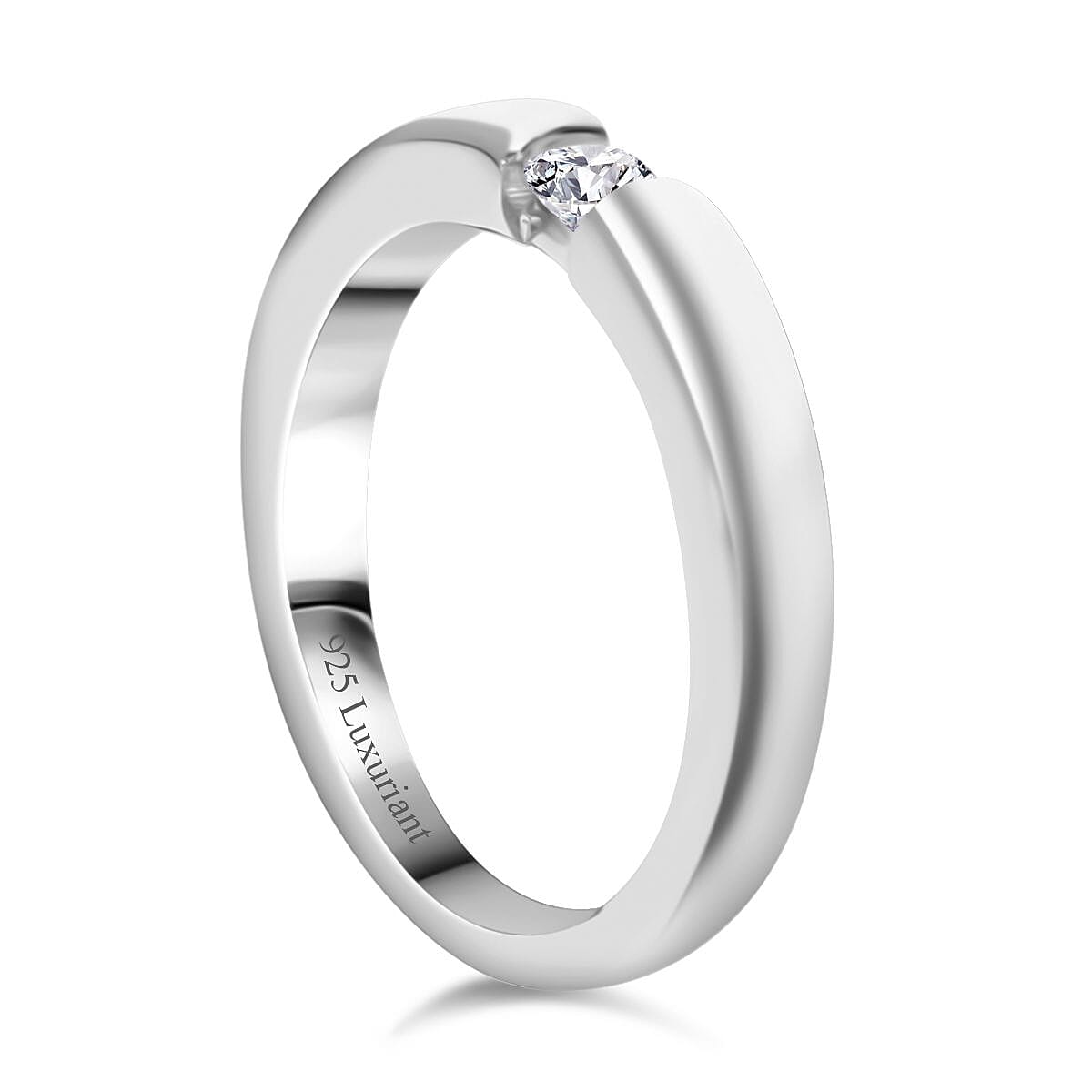Luxuriant VS-EF Lab Grown Diamond Ring in Rhodium Overlay Sterling Silver
