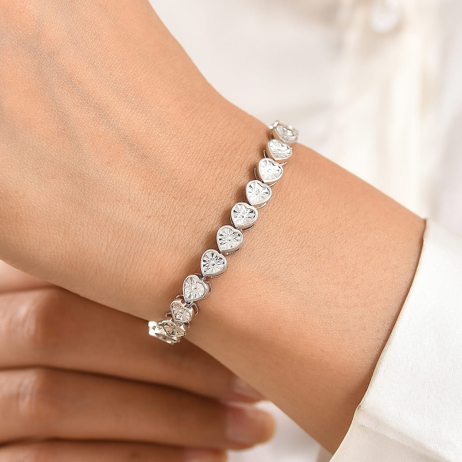EverTrue White Diamond Tennis Bracelet -White (Size - 7.5)