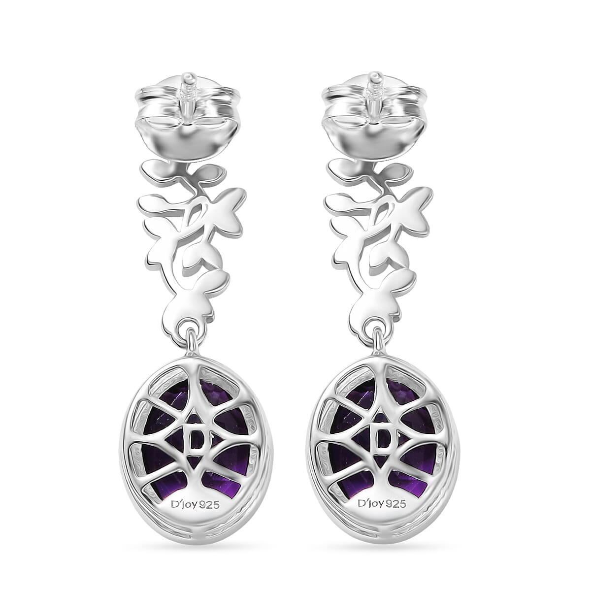 D'Joy African Amethyst Fancy Earring in Platinum OverlaySterling Silver  5.048  Ct.