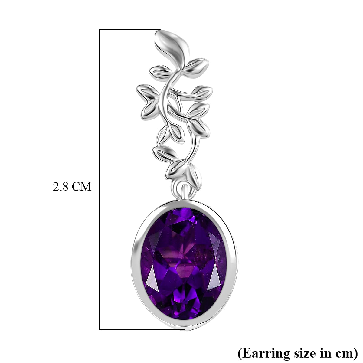 D'Joy African Amethyst Fancy Earring in Platinum OverlaySterling Silver  5.048  Ct.