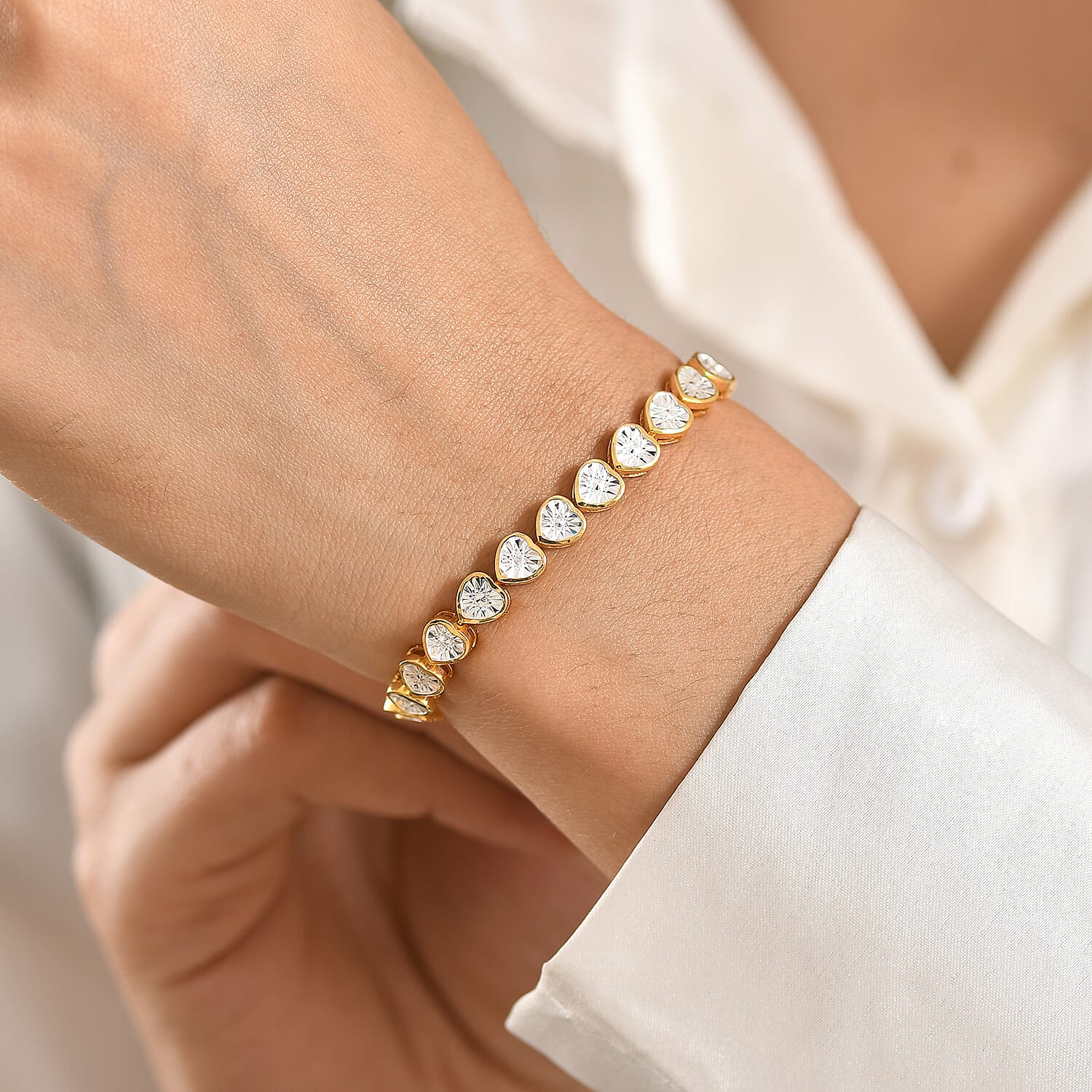 EverTrue White Diamond Tennis Bracelet - Yellow (Size - 7.5)