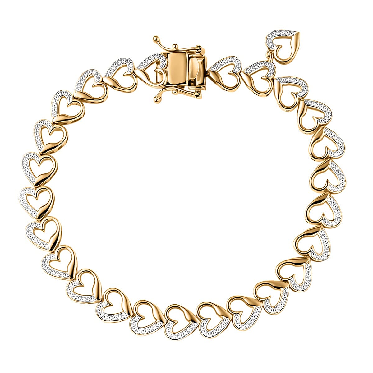 EverTrue White Diamond Tennis Bracelet (Size - 7.5) with GB Lock Box in Yellow Gold Tone