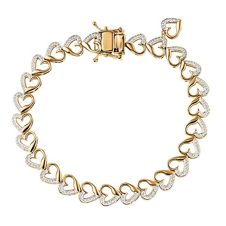 EverTrue White Diamond Tennis Bracelet (Size - 7.5) with GB Lock Box in Yellow Gold Tone