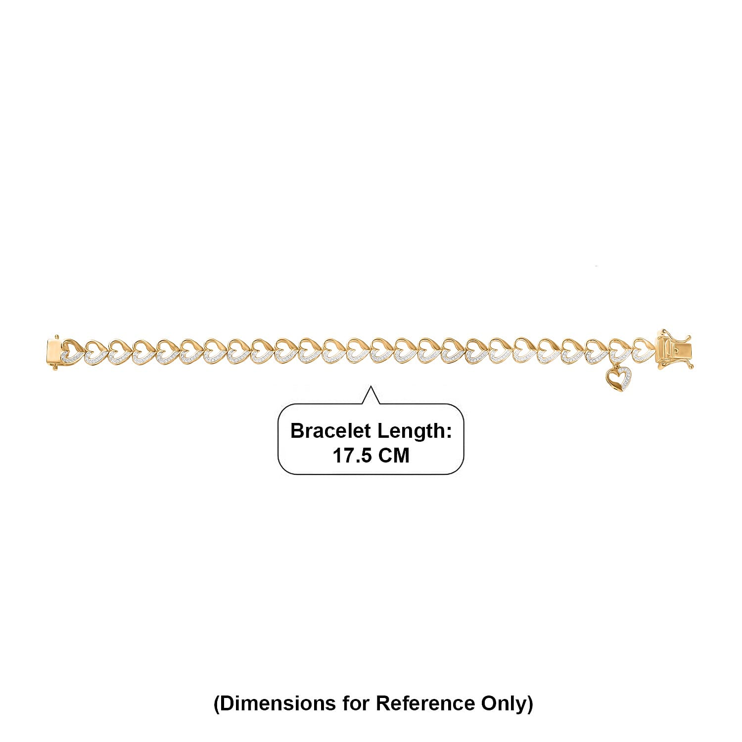 EverTrue White Diamond Tennis Bracelet (Size - 7.5) with GB Lock Box in Yellow Gold Tone