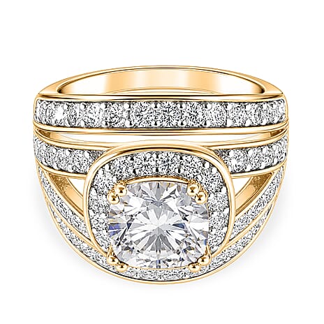 White Cubic Zirconia Ring in Yellow Gold Tone 1.00 Ct.