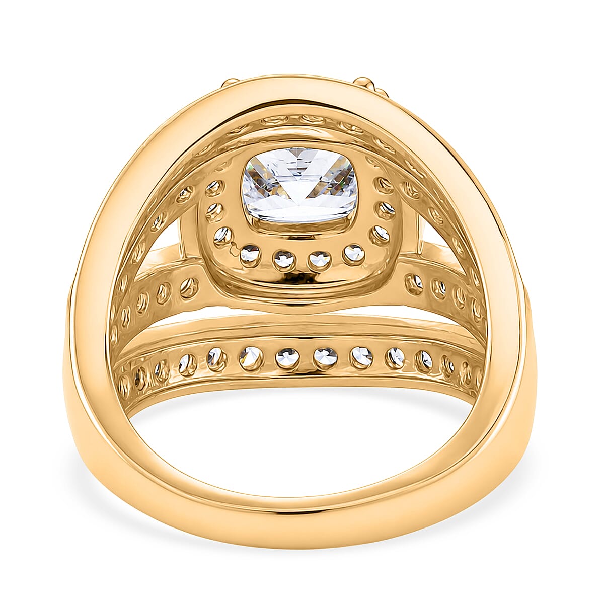 White Cubic Zirconia Ring in Yellow Gold Tone 1.00 Ct.