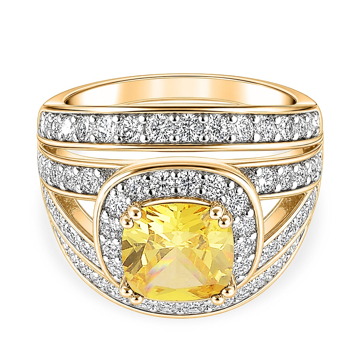 White Cubic Zirconia & Yellow Cubic Zirconia Ring in Yellow Gold Tone 1.50 Ct.