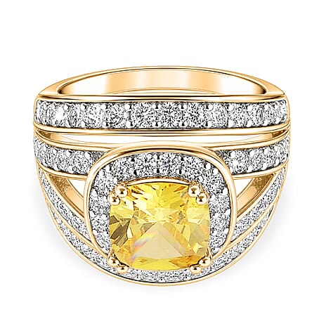 White Cubic Zirconia & Yellow Cubic Zirconia Ring in Yellow Gold Tone 1.50 Ct.