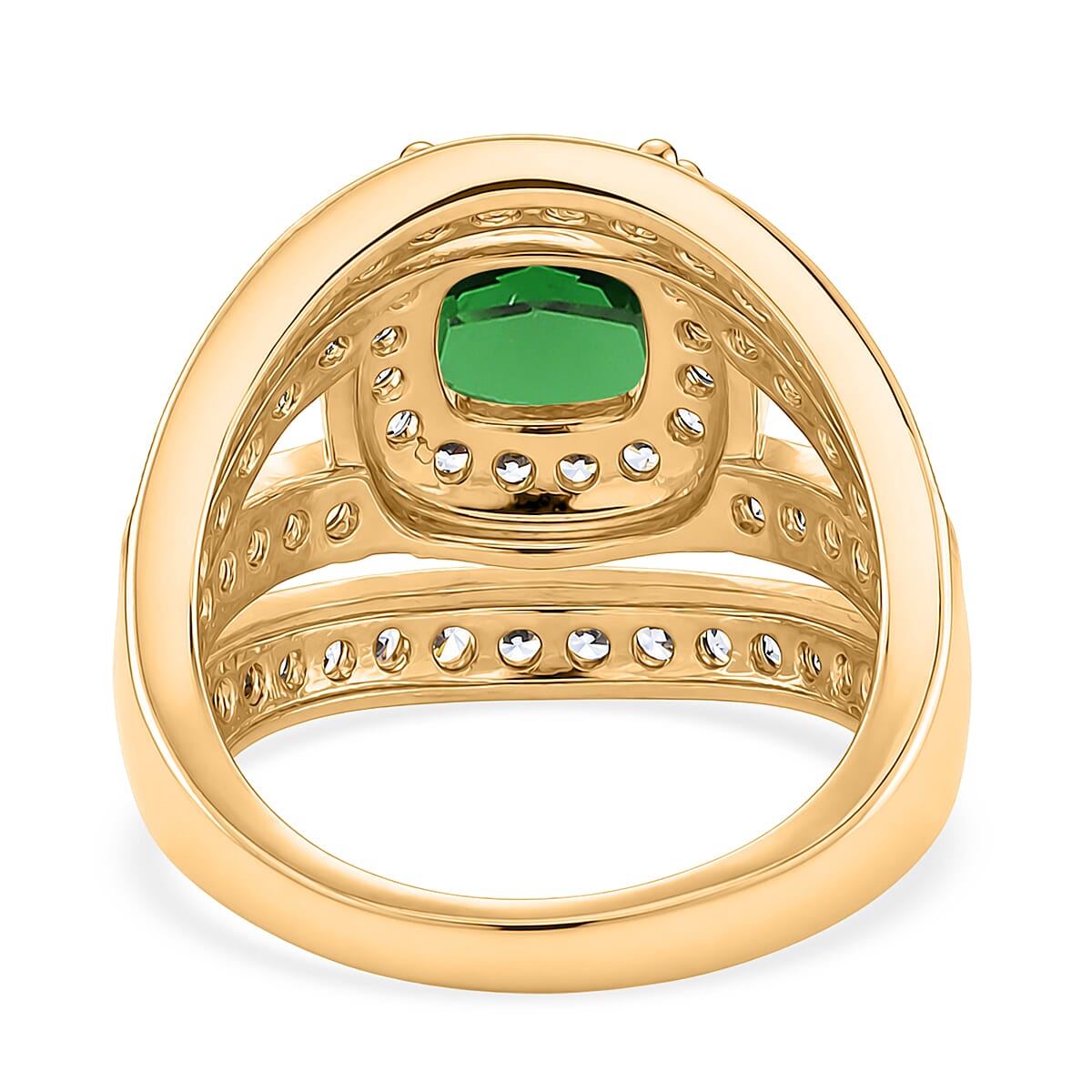 White Cubic Zirconia & Green Cubic Zirconia Ring in Yellow Gold Tone 1.50 Ct.