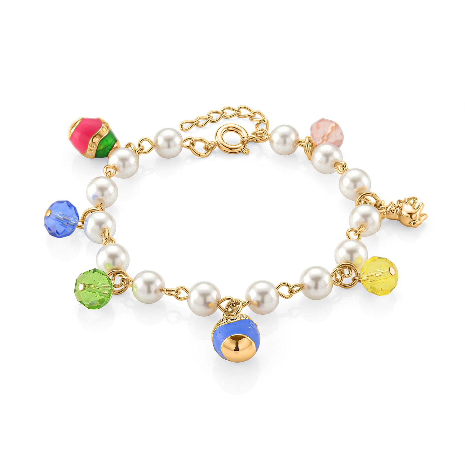 Multi Color Crystal & Glass Bracelet (Size - 8-2 EXT) with Enamel