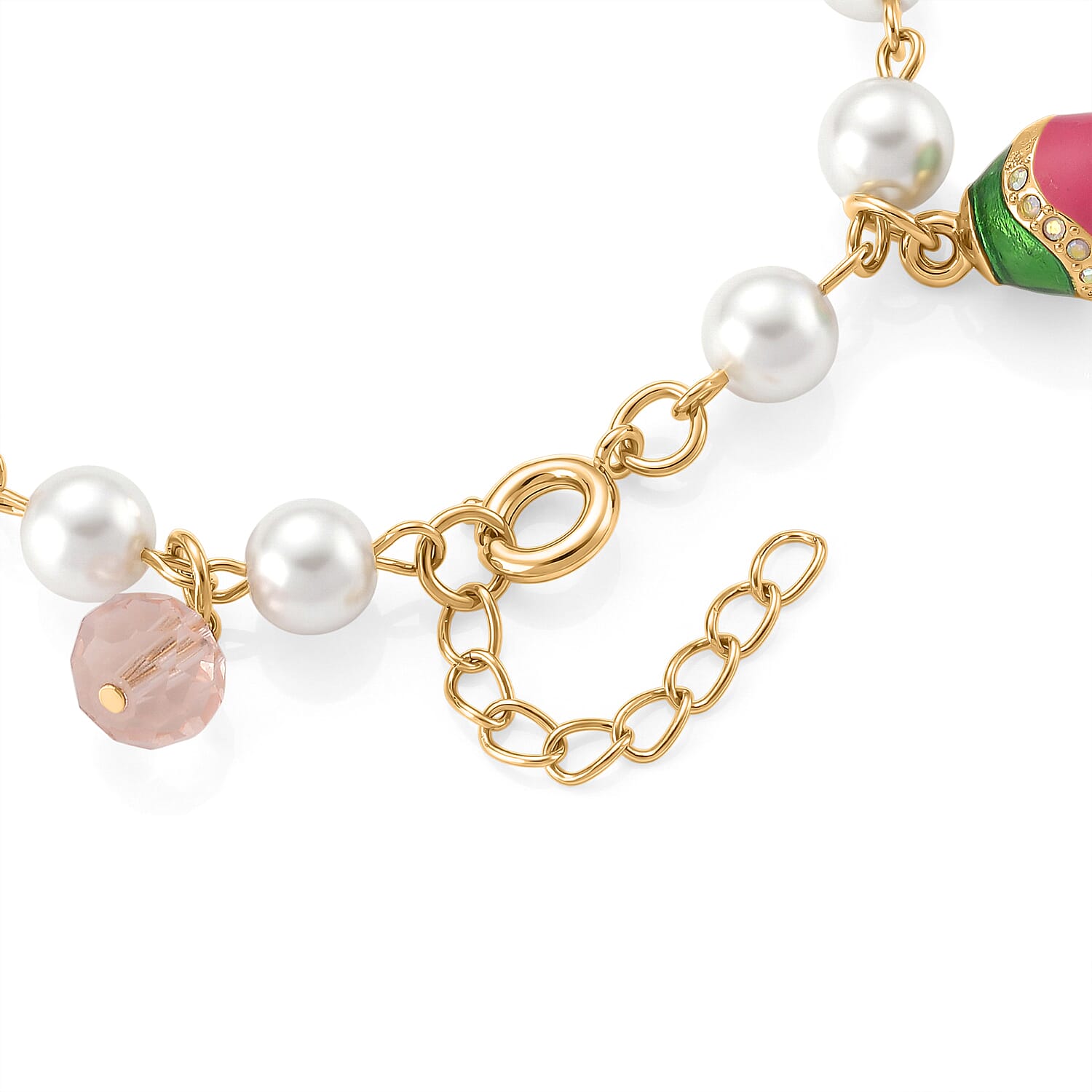 Multi Color Crystal & Glass Bracelet (Size - 8-2 EXT) with Enamel