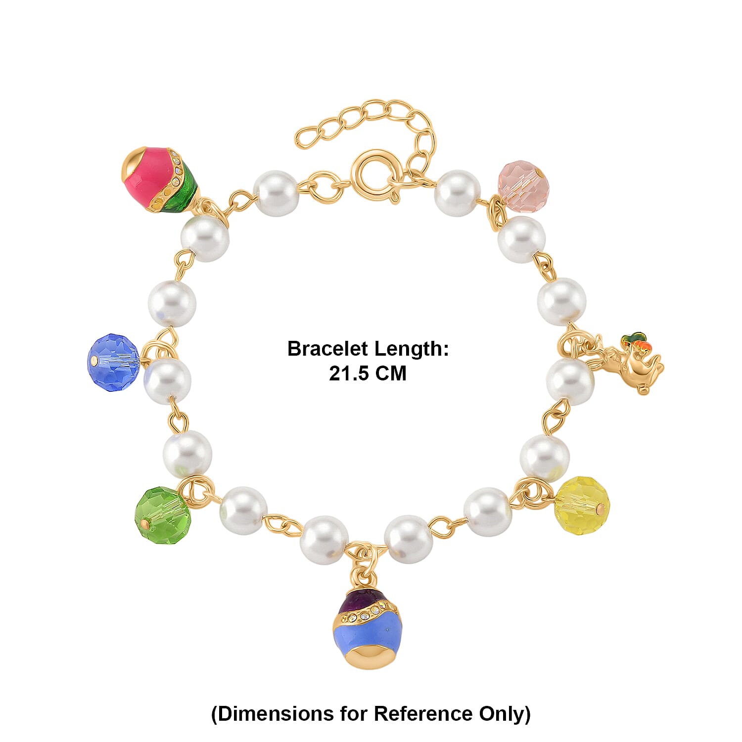 Multi Color Crystal & Glass Bracelet (Size - 8-2 EXT) with Enamel