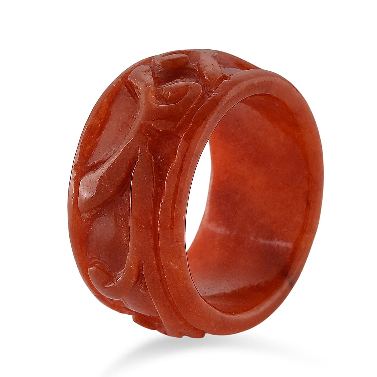 Enhanced Red Jade Curved Ring 40.00 Ct.