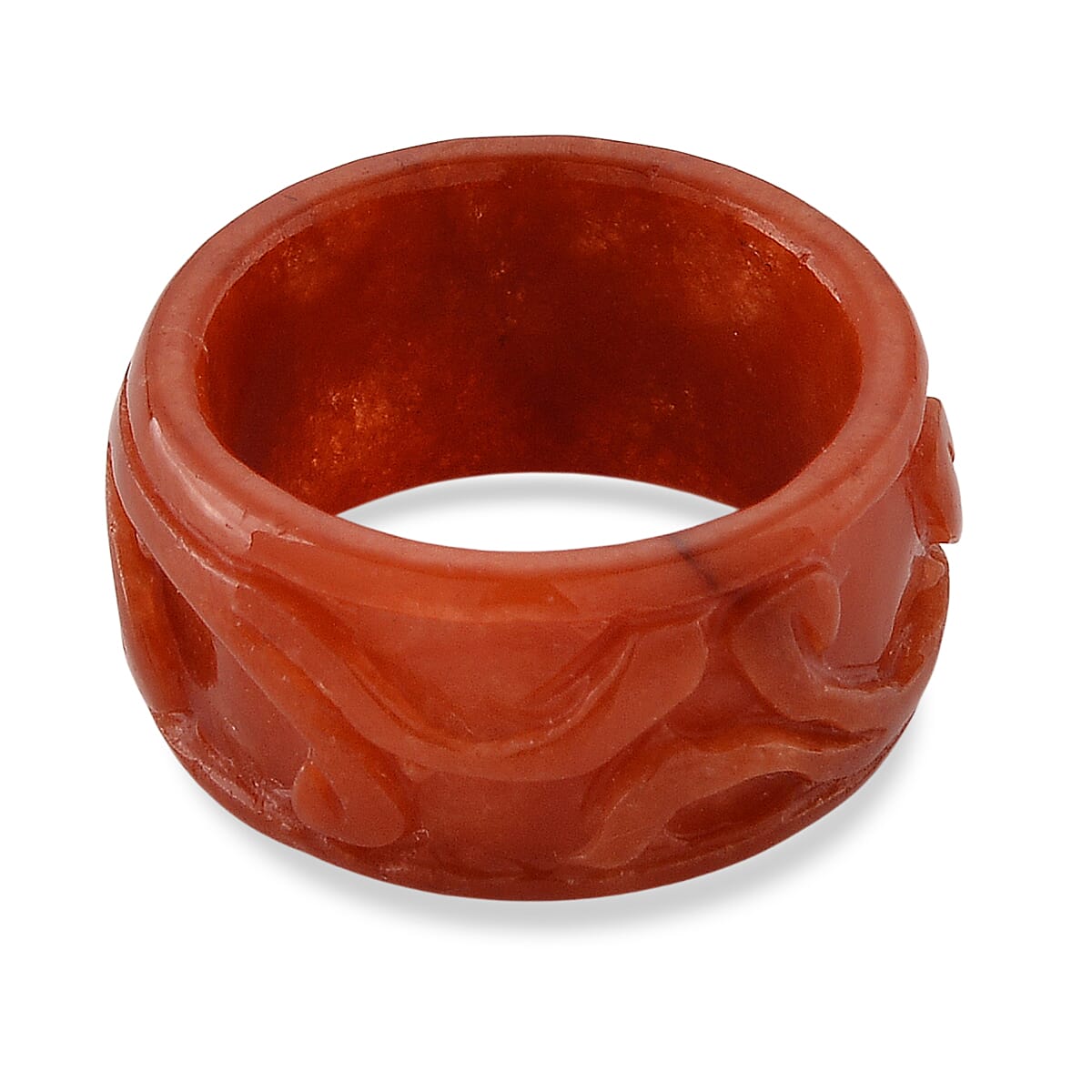 Enhanced Red Jade Curved Ring 40.00 Ct.